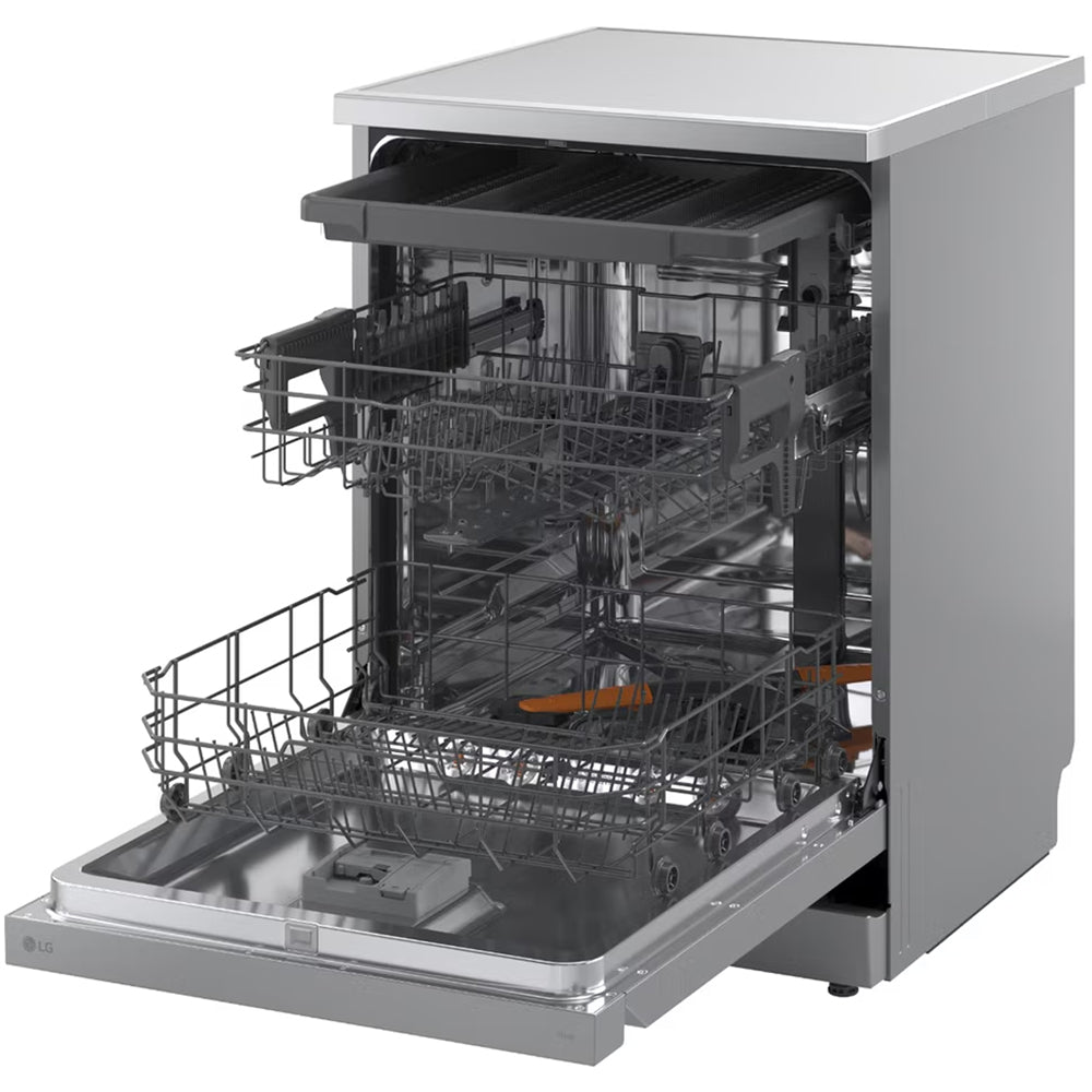 LG DF273FVS TrueSteam QuadWash WiFi Connected Full Size Freestanding Dishwasher 14 Place Settings Silver