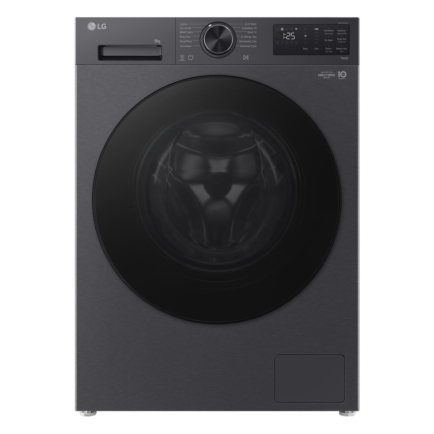 LG F2X50S9TBB 9kg 1200 Spin AI Direct Drive Freestanding Washing Machine Black