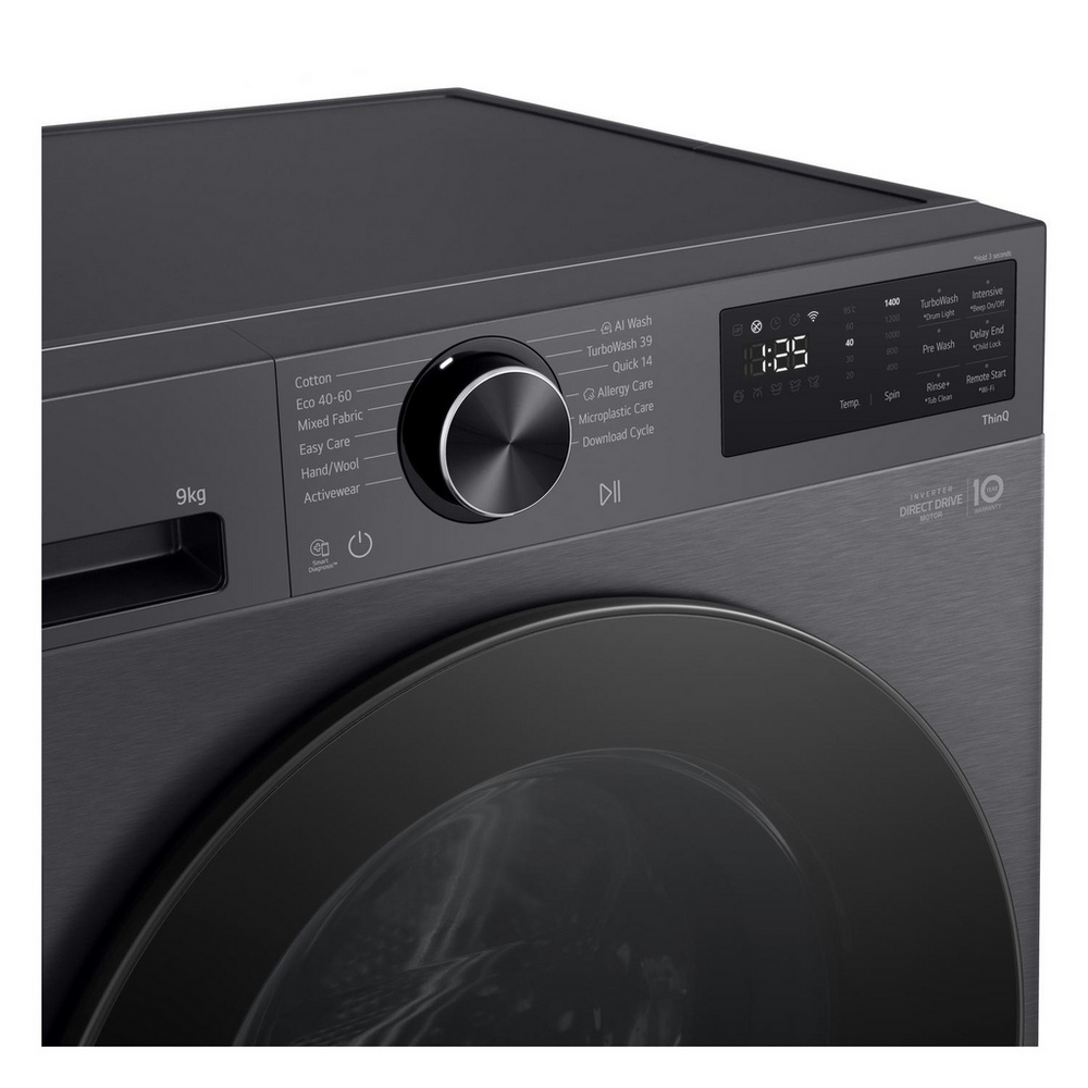 LG F2X50S9TBB 9kg 1200 Spin AI Direct Drive Freestanding Washing Machine Black