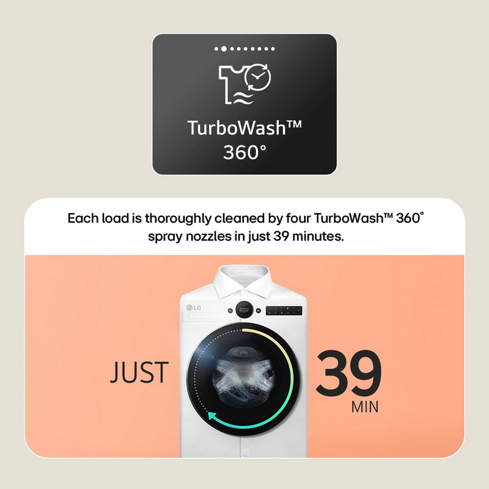 LG F4X5011TWB TurboWash360 11kg 1400 Spin AI Direct Drive Washing Machine White