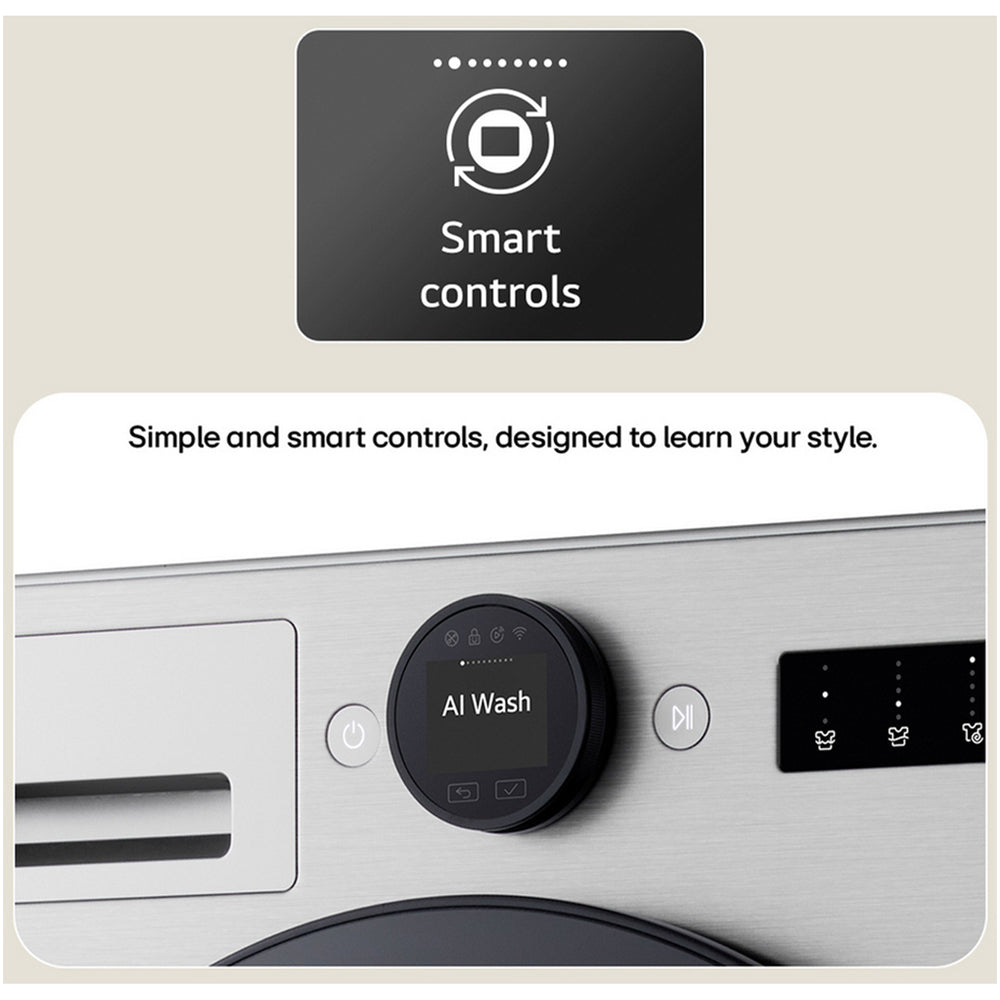 LG F4X7009TBB 9kg 1400 Spin AI Direct Drive Freestanding Washing Machine Black