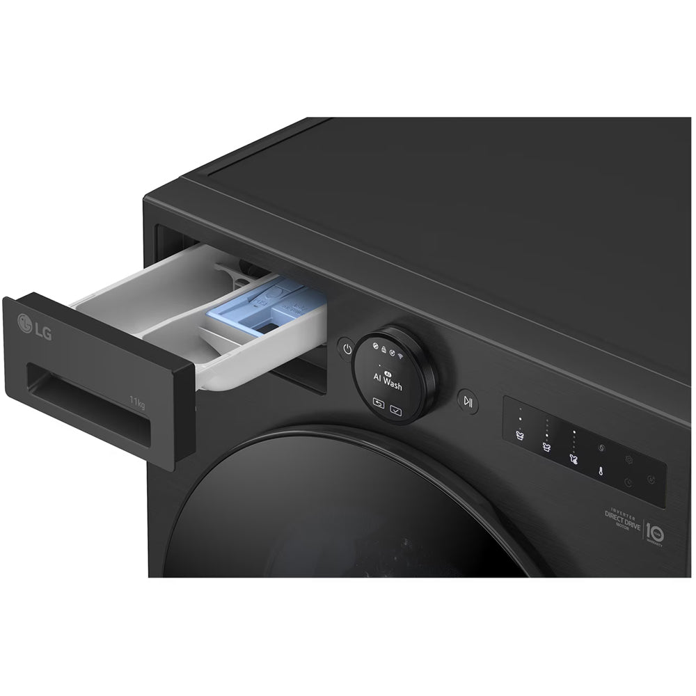 LG F4X7011TBB TurboWash360 11kg 1400 Spin AI Direct Drive Freestanding Washing Machine Black
