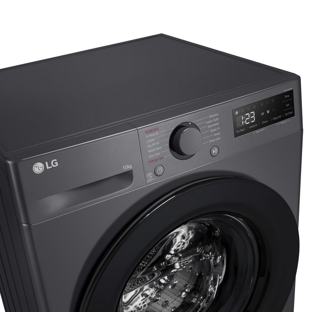 LG F4Y510GBLN1 10kg Steam 1400 Spin Freestanding Front Loading Washing Machine Slate Grey