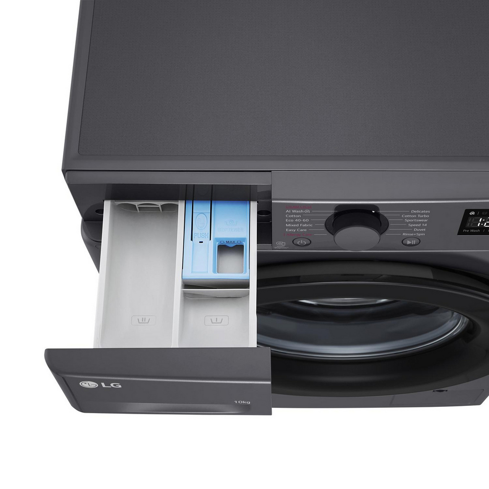LG F4Y510GBLN1 10kg Steam 1400 Spin Freestanding Front Loading Washing Machine Slate Grey