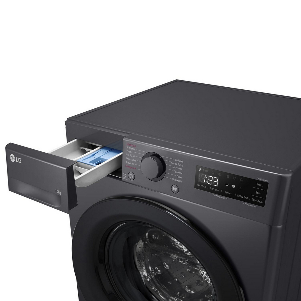 LG F4Y510GBLN1 10kg Steam 1400 Spin Freestanding Front Loading Washing Machine Slate Grey