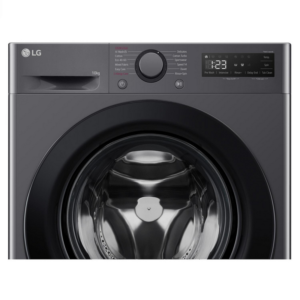 LG F4Y510GBLN1 10kg Steam 1400 Spin Freestanding Front Loading Washing Machine Slate Grey