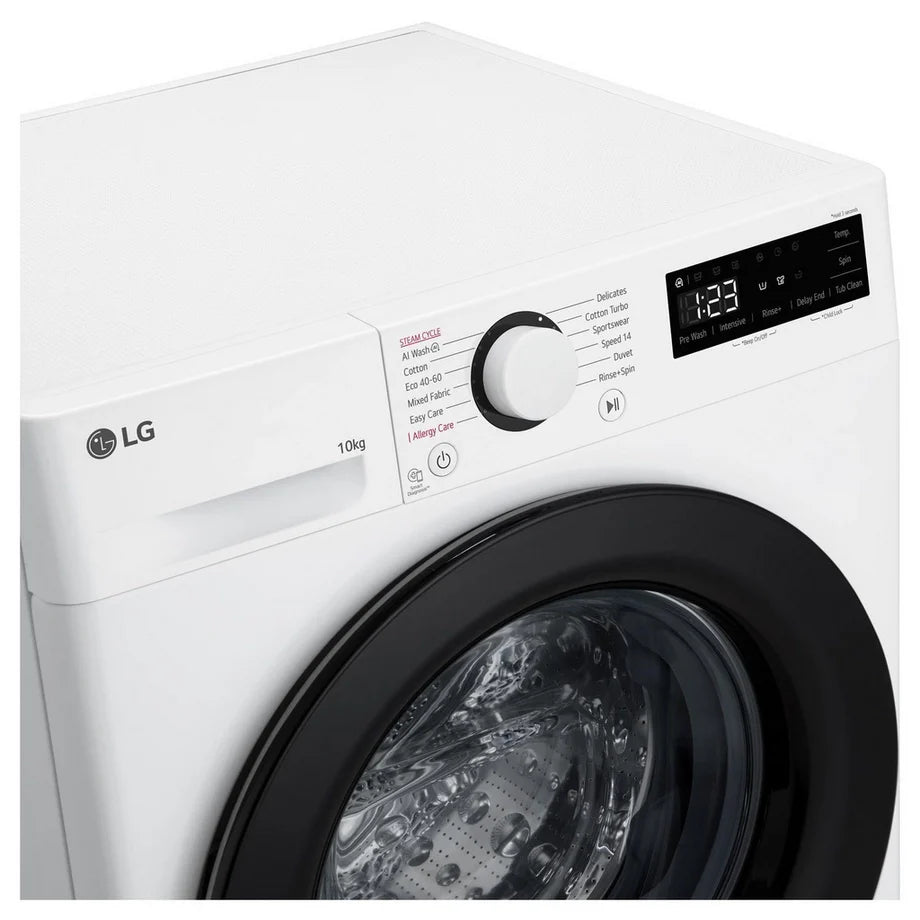 LG F4Y510WBLN1 10kg Steam 1400 Spin Freestanding Front Load Washing Machine White - A Rated