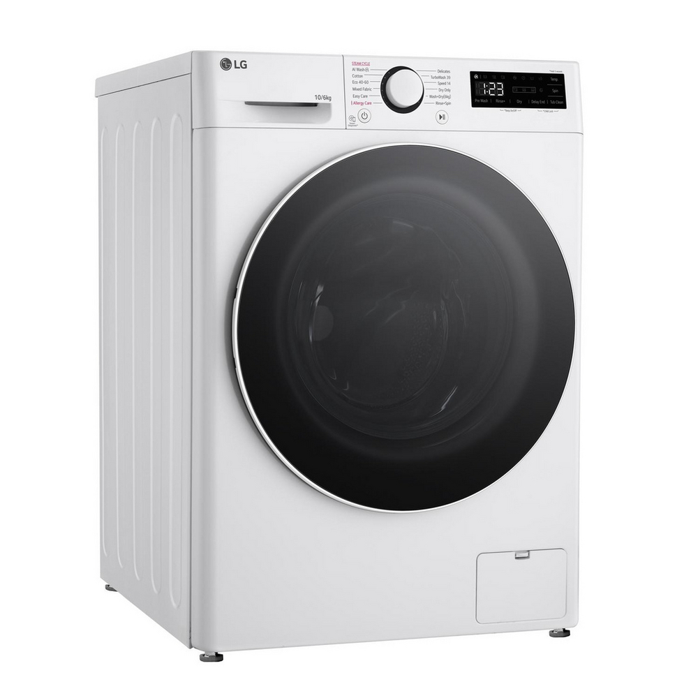 LG FWY706WWTN1 TurboWash360 10kg+6kg 1400 Spin AI Direct Drive Freestanding Washer Dryer White