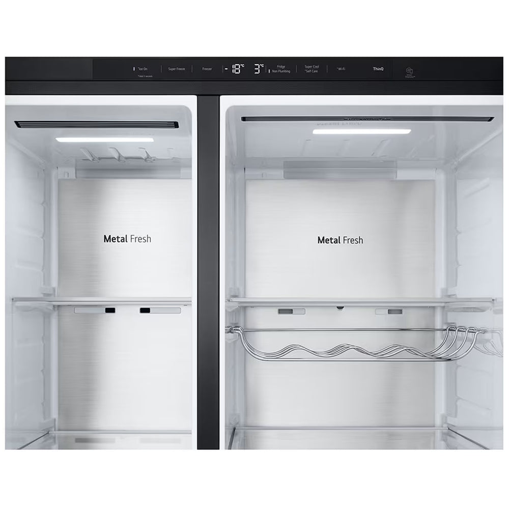 LG GSXE91EVAD 628L InstaView Non-Plumbed Frost Free American Fridge Freezer Essence Black Steel