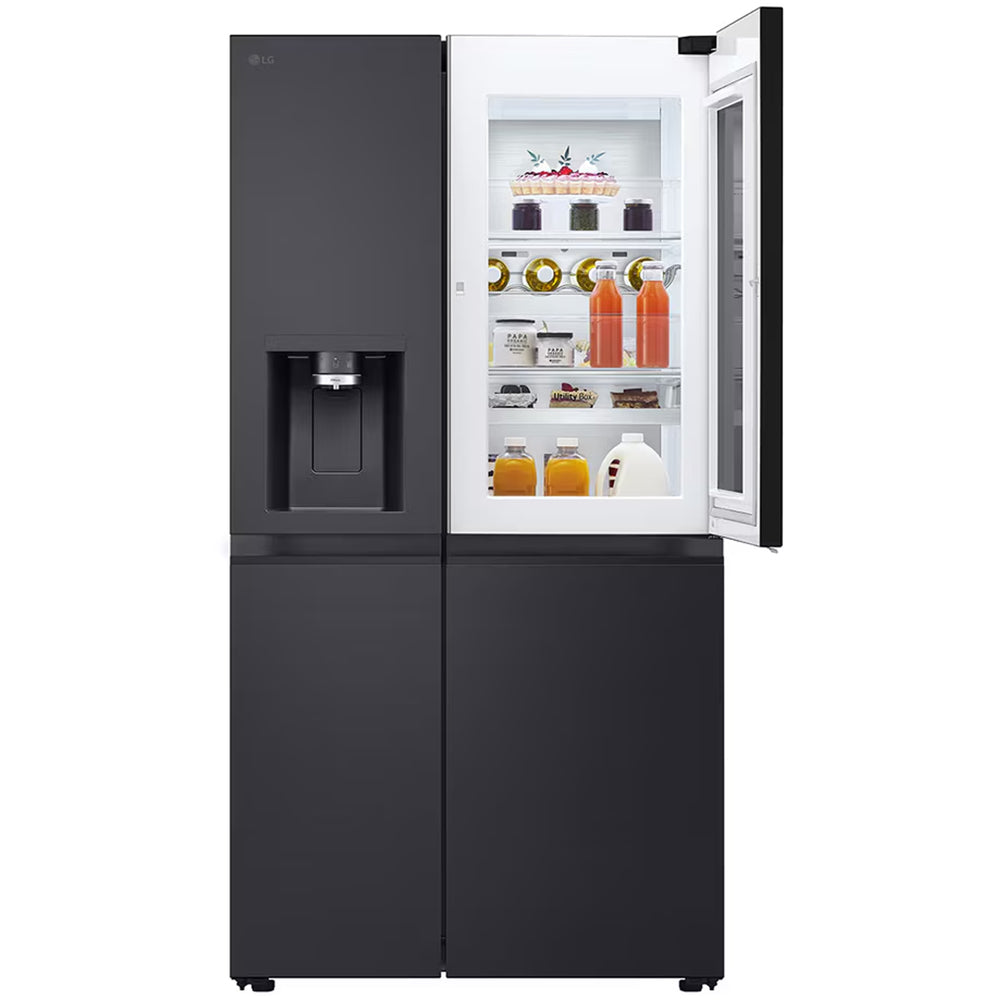 LG GSXE91EVAD 628L InstaView Non-Plumbed Frost Free American Fridge Freezer Essence Black Steel