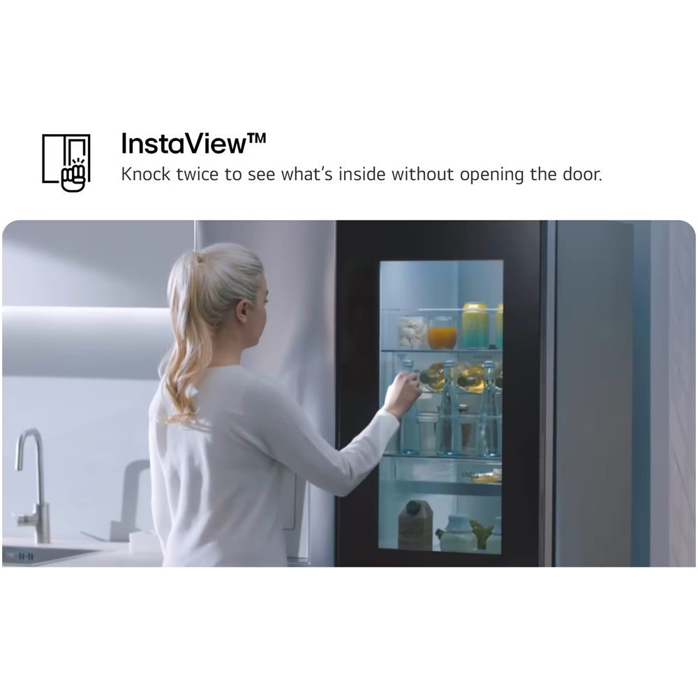 LG GSXE91EVAD 628L InstaView Non-Plumbed Frost Free American Fridge Freezer Essence Black Steel