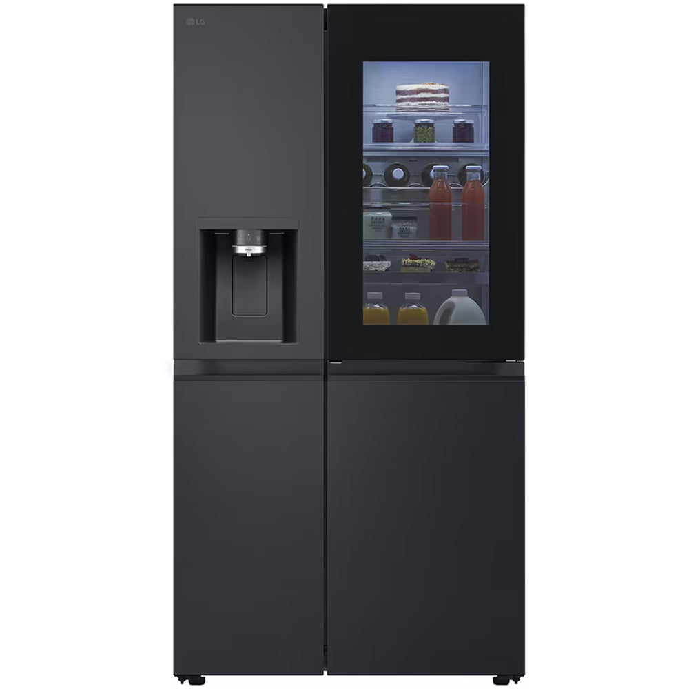 LG GSXE91EVAD 628L InstaView Non-Plumbed Frost Free American Fridge Freezer Essence Black Steel