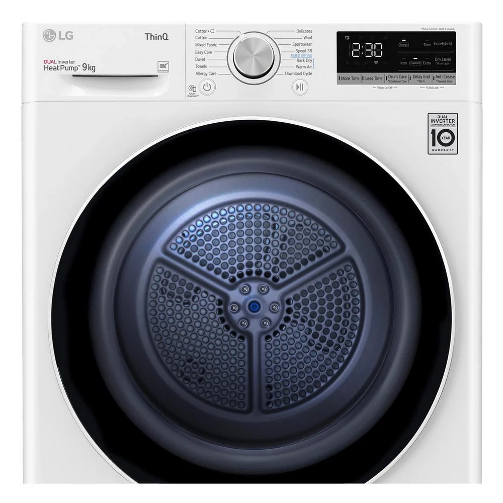LG V7 FDV709W WiFi Connected 9kg DUAL Inverter Heat Pump Tumble Dryer White A++ Rated