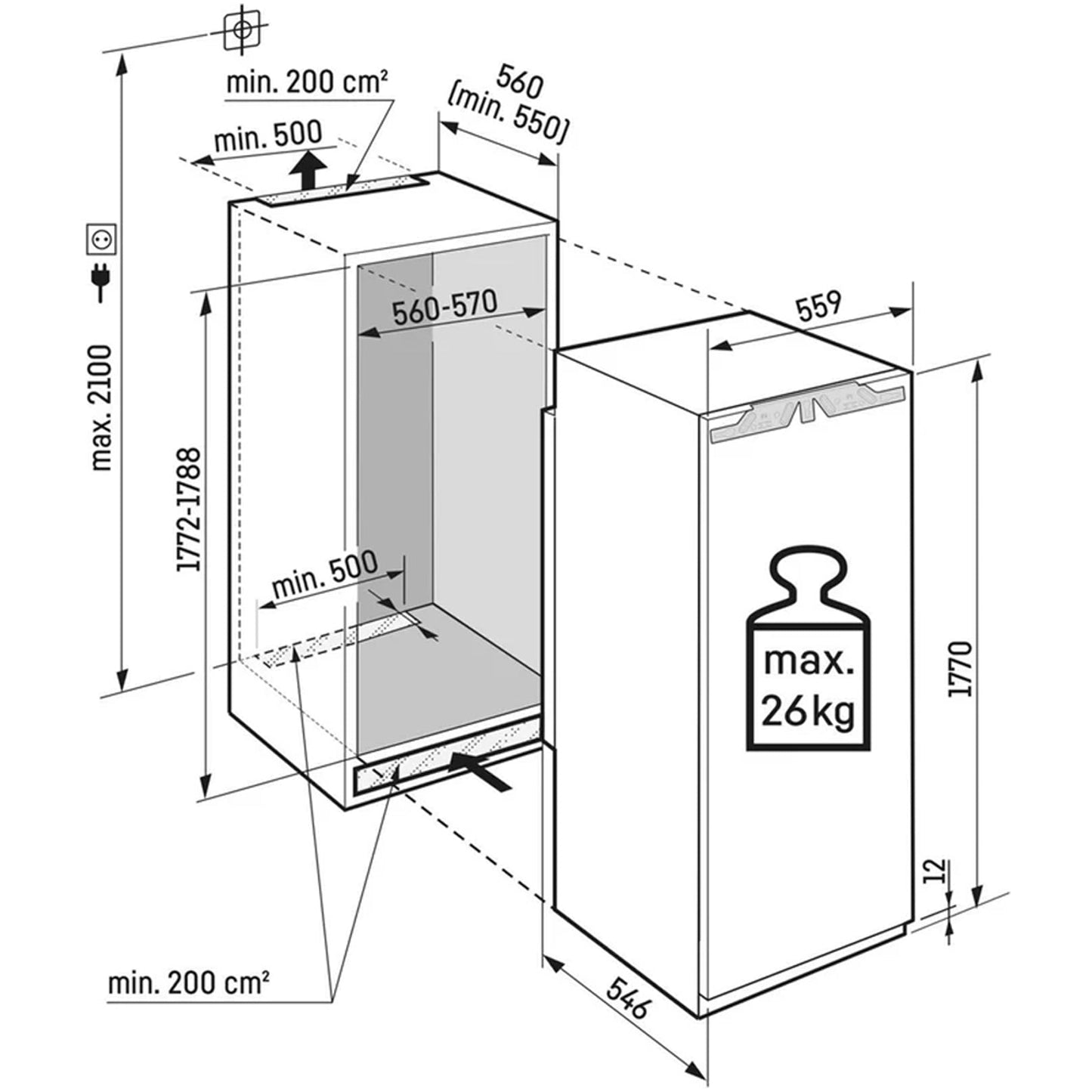 Liebherr Pure IRE5101 Fully Integrated Fridge with Icebox