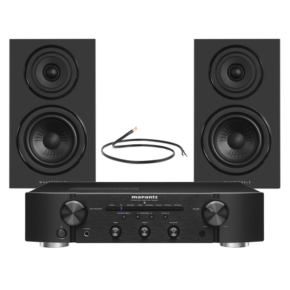 Marantz PM6007 Integrated Amplifier with Wharfedale Diamond 12.1i Bookshelf Speakers Pair Black HiFi Package