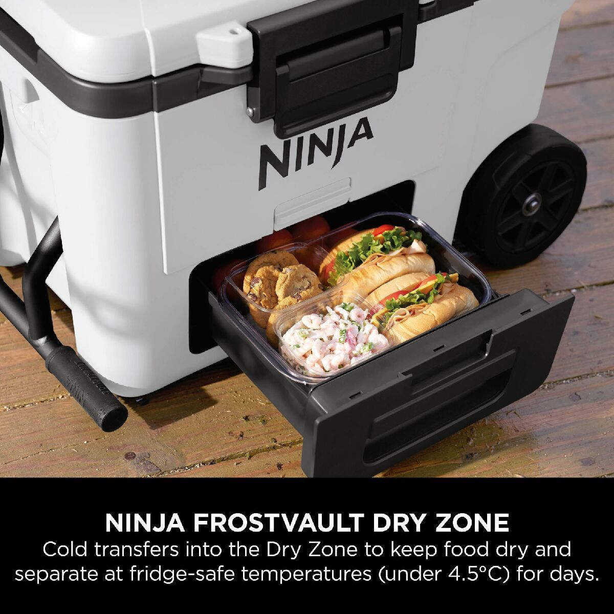 Ninja FB245UKWH FrostVault 45QT 42L Wheeled Cooler with Dry Zone Cloud White