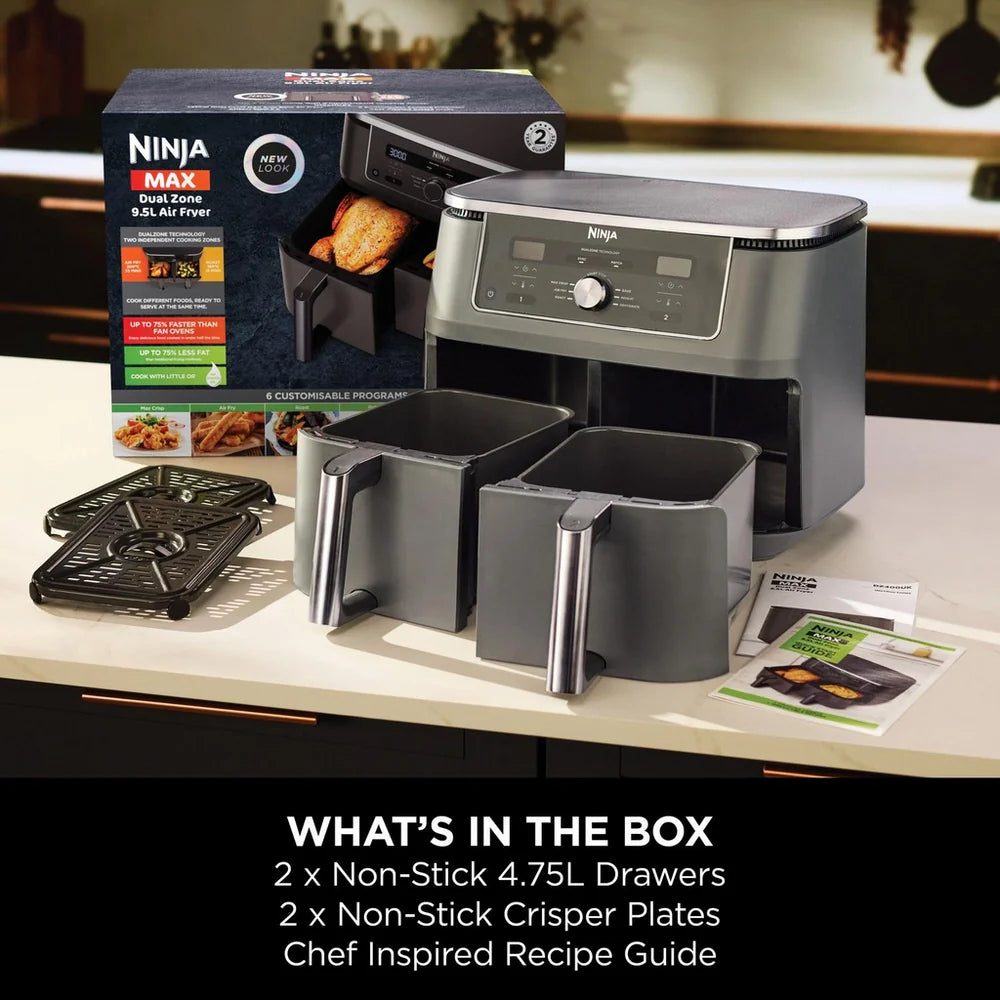 Ninja MAX 6 in 1 Dual Zone Air Fryer DZ400UK 9.5L - Gunmetal Grey