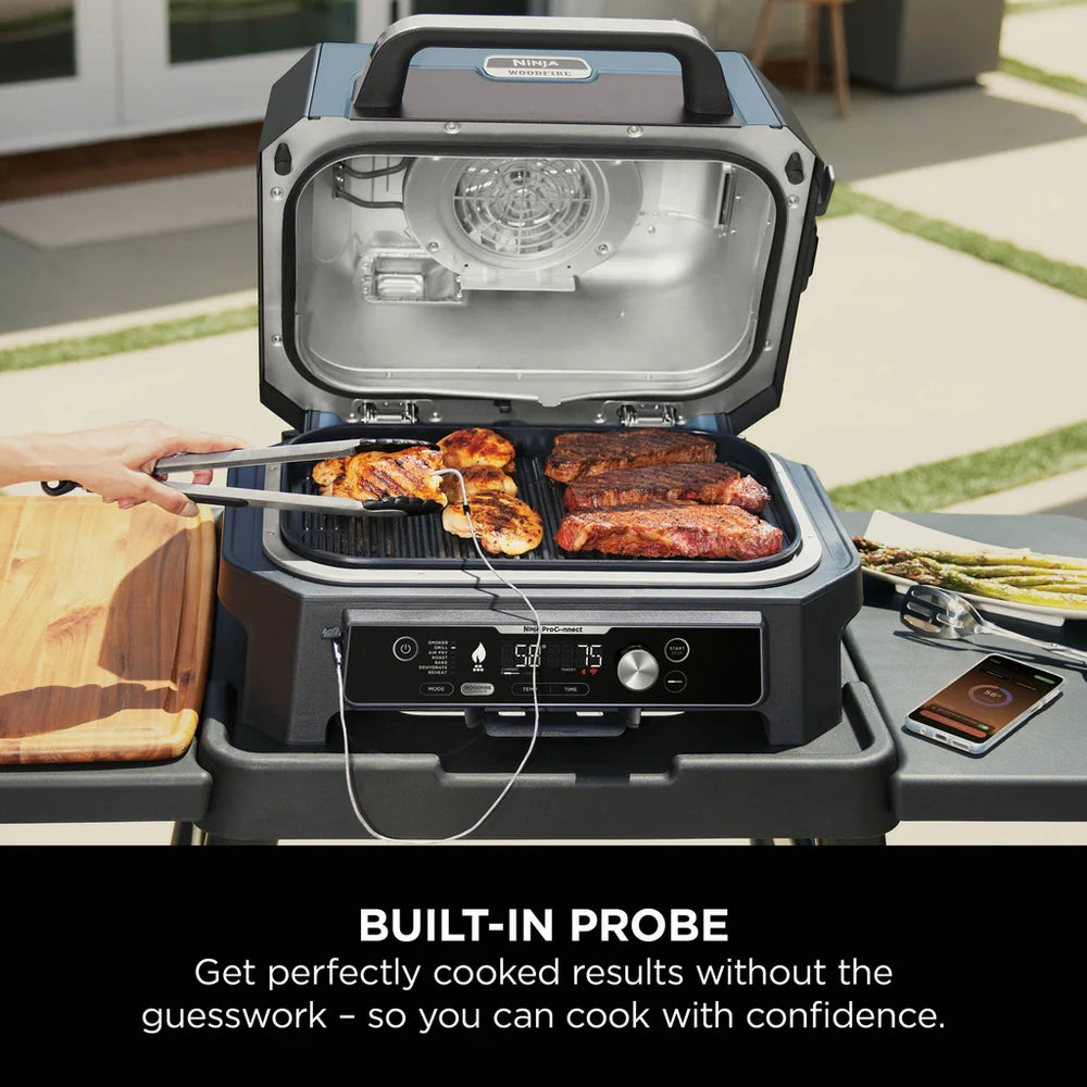 Ninja OG901UK Woodfire Pro Connect XL Electric BBQ Grill & Smoker with Cover and Woodfire Pellets OG901UKCOVKIT