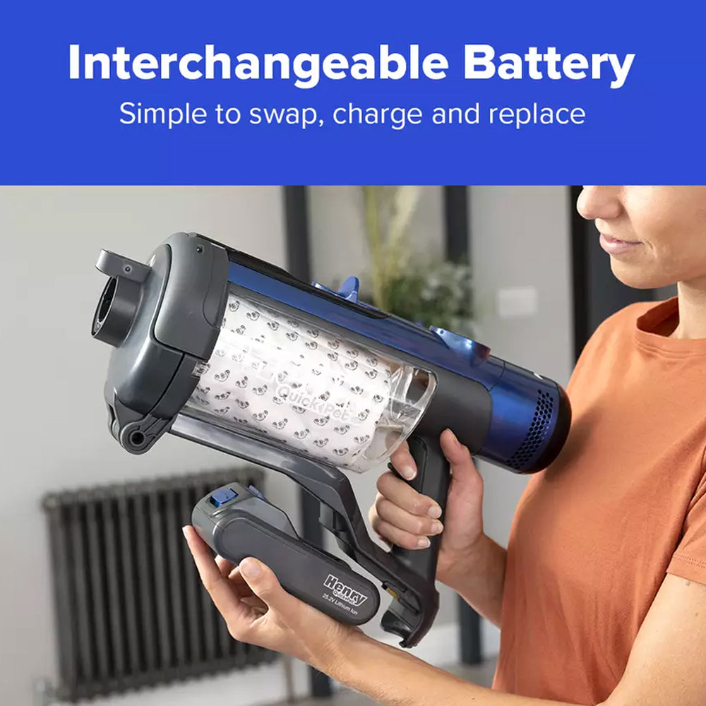 Numatic Henry Quick Pet Cordless Stick Vacuum Cleaner Blue 916634 - Clearance