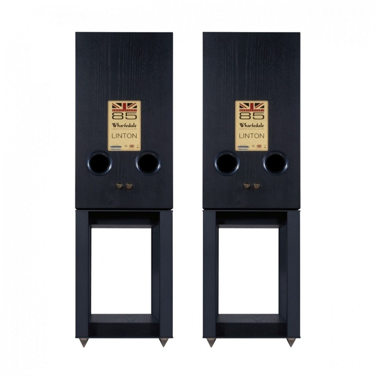 Ruark R610 Music Console Charcoal with Wharfedale Linton Heritage Standmount Speakers Black with Matching Stands