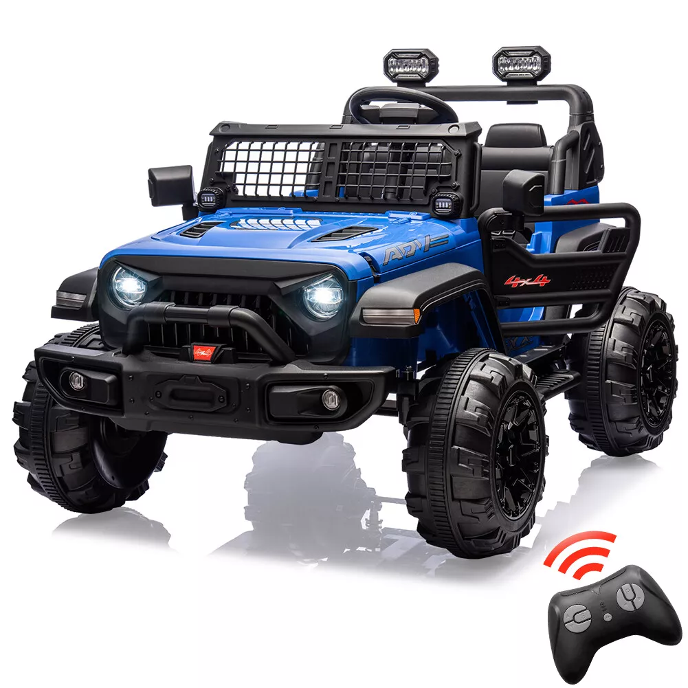 Garvee Ride - P Series: 2 Seaters Kids Ride On Truck with Remote Control,20“ Large Seat Ride On Car for Toddlers, 24V 9AH Electric Vehicle Car with Led Light,Large Storage Space, Bottle Holder,Music, Horn for 3-8 Years,Blue