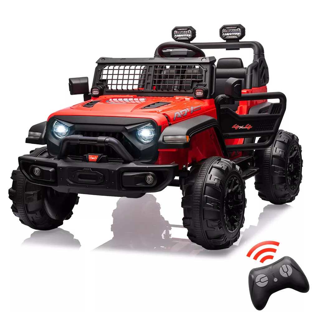 Garvee Ride - P Series: 2 Seaters Kids Ride On Truck with Remote Control,20“ Large Seat Ride On Car for Toddlers, 24V 9AH Electric Vehicle Car with Led Light,Large Storage Space, Bottle Holder,Music, Horn for 3-8 Years,Red