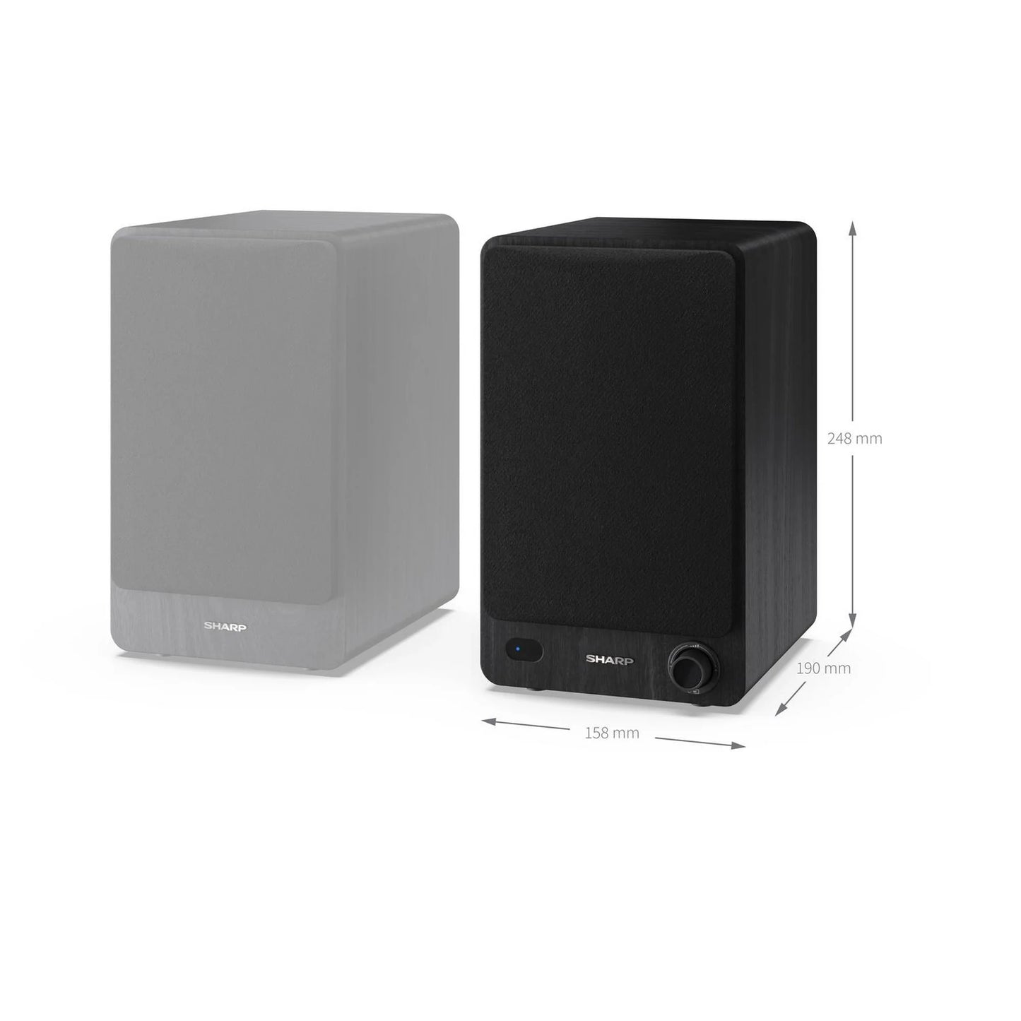 Sharp CP-SS30 BK Bluetooth 2-way Active Bookshelf Speakers Pair Black - Clearance