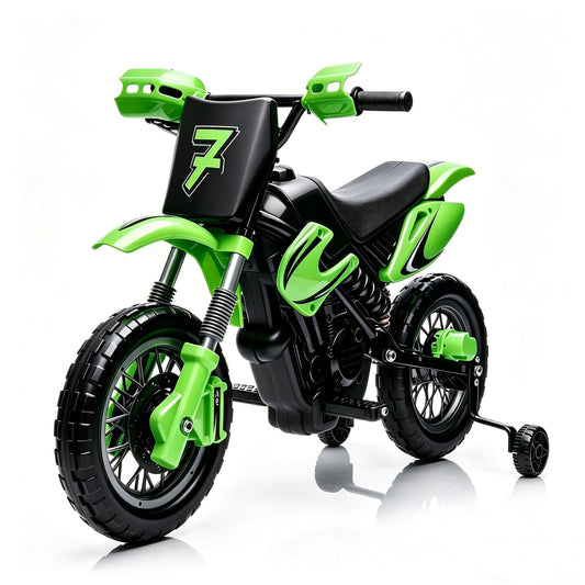 Garvee Safe 6V Electric Ride-On Motorcycle for Kids - Realistic Battery-Powered Toy Bike - Training Wheels, Lights & Sounds - Ideal for Boys & Girls - Green