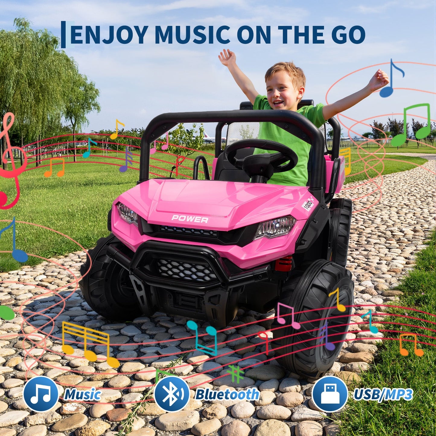 Garvee 24V 4WD Electric Ride on Dump Truck for Kids, 2 Seater with Remote Control, Dump Bed, 3 Speed Modes, Music Player, All-Terrain Off-Road Vehicle Toy for Boys & Girls