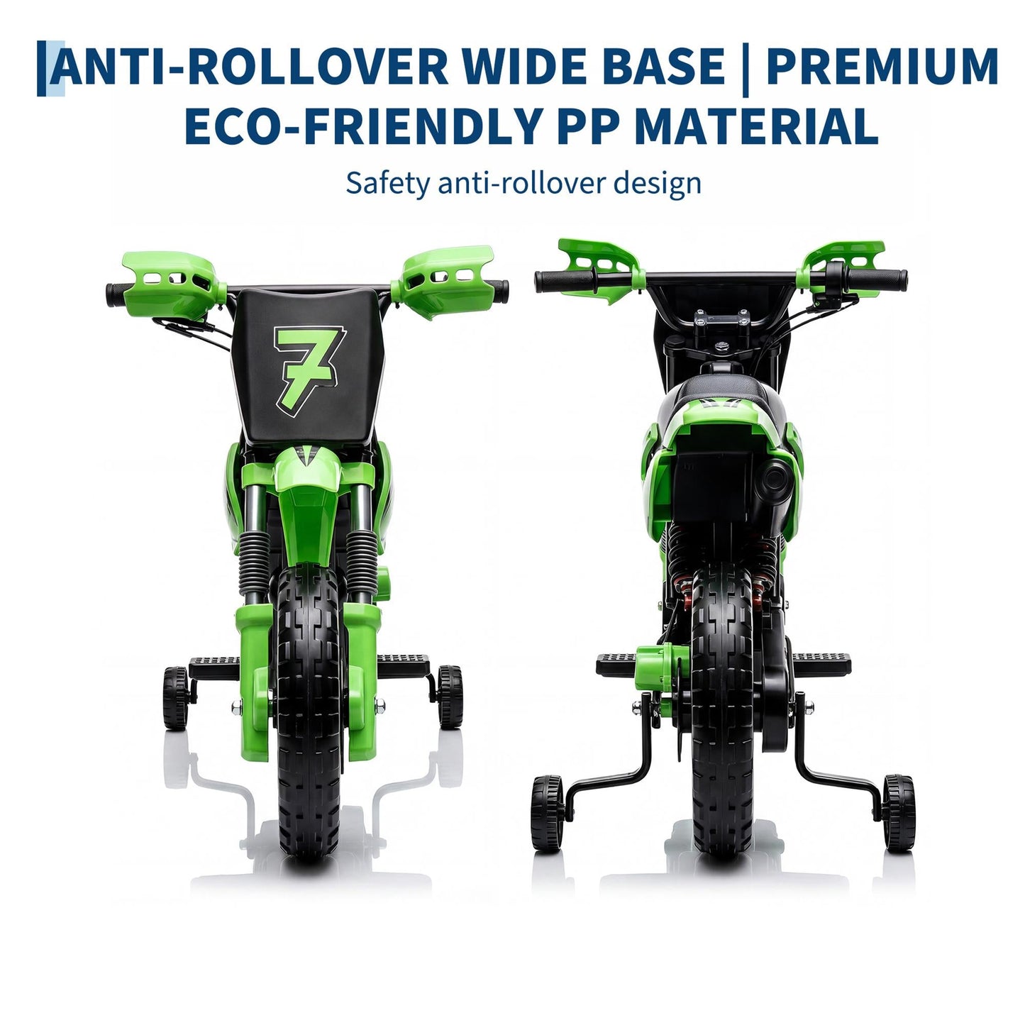Garvee Safe 6V Electric Ride-On Motorcycle for Kids - Realistic Battery-Powered Toy Bike - Training Wheels, Lights & Sounds - Ideal for Boys & Girls - Green