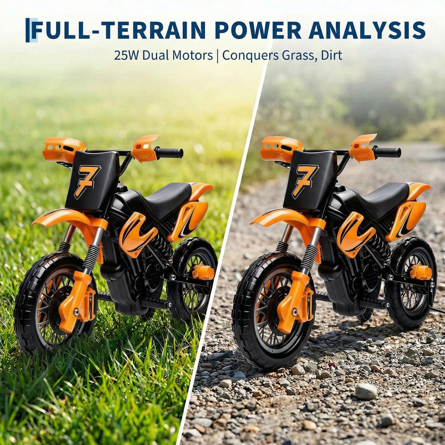 Garvee Safe 6V Electric Ride-On Motorcycle for Kids - Realistic Battery-Powered Toy Bike - Training Wheels, Lights & Sounds - Ideal for Boys & Girls - Orange