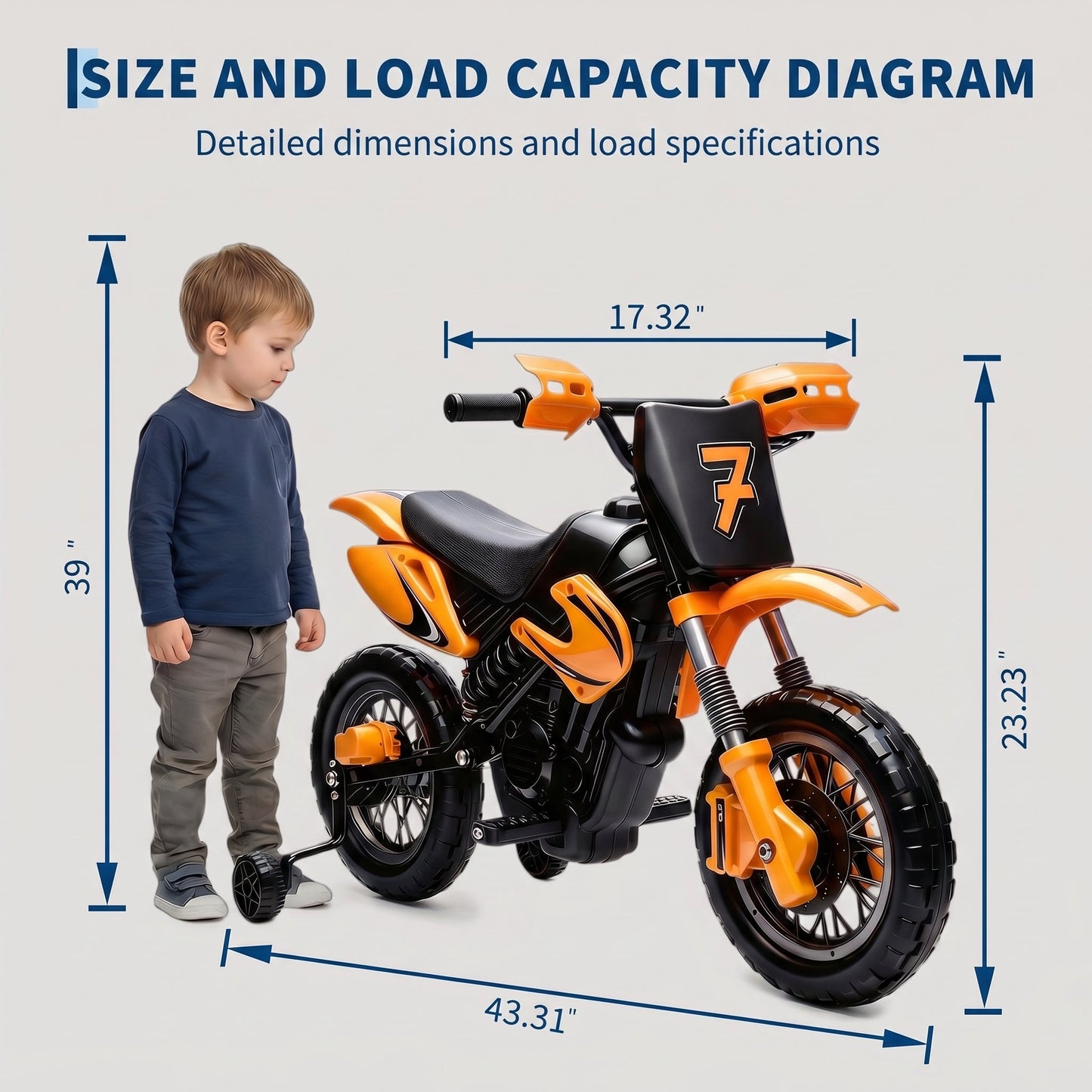 Garvee Safe 6V Electric Ride-On Motorcycle for Kids - Realistic Battery-Powered Toy Bike - Training Wheels, Lights & Sounds - Ideal for Boys & Girls - Orange
