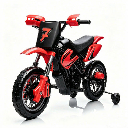 Garvee Safe 6V Electric Ride-On Motorcycle for Kids - Realistic Battery-Powered Toy Bike - Training Wheels, Lights & Sounds - Ideal for Boys & Girls - Red