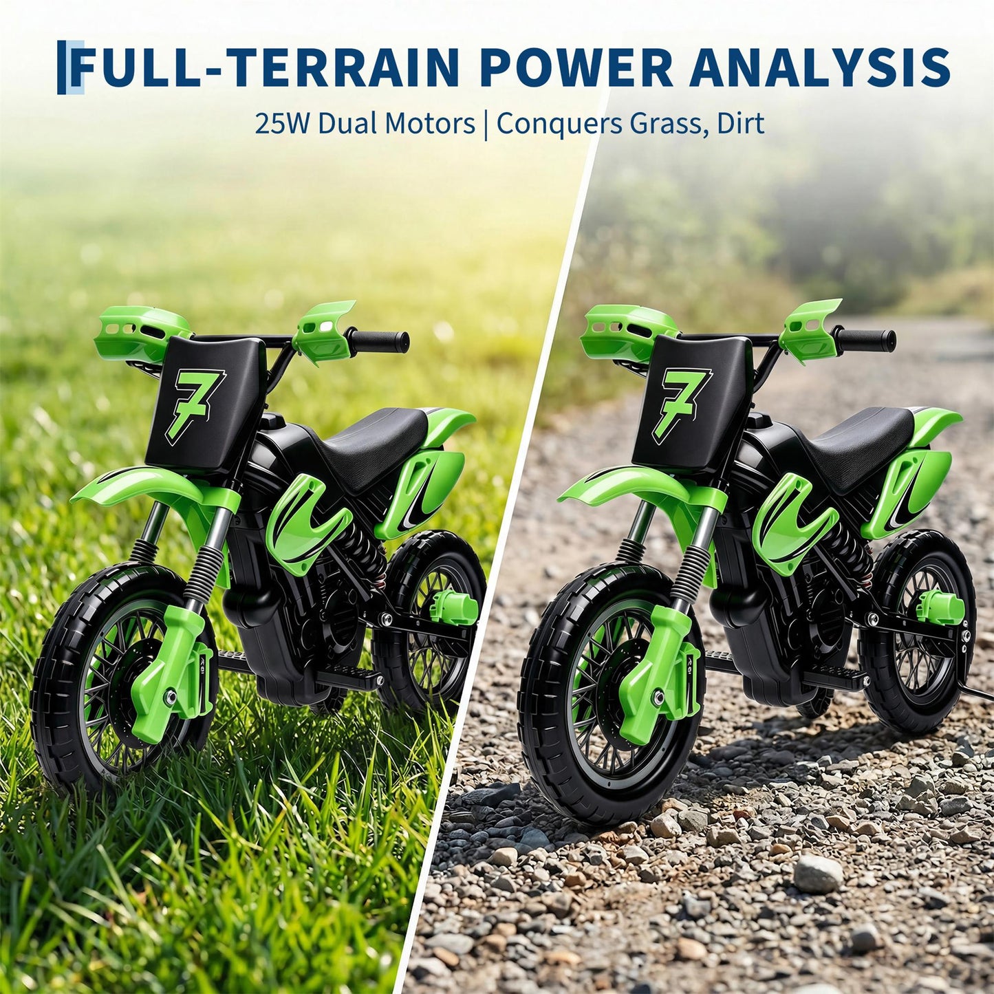 Garvee Safe 6V Electric Ride-On Motorcycle for Kids - Realistic Battery-Powered Toy Bike - Training Wheels, Lights & Sounds - Ideal for Boys & Girls - Green