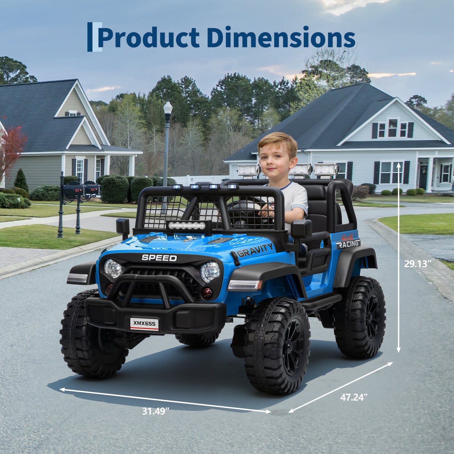 Garvee Ride - P Series: 2 Seater Ride On Car for Kids, 24V Electric Truck with Parent Remote Control, Spring Suspension, 2 Speeds, LED Headlight & Music Player, Kids Electric Vehicle for Aged 3-8 Years