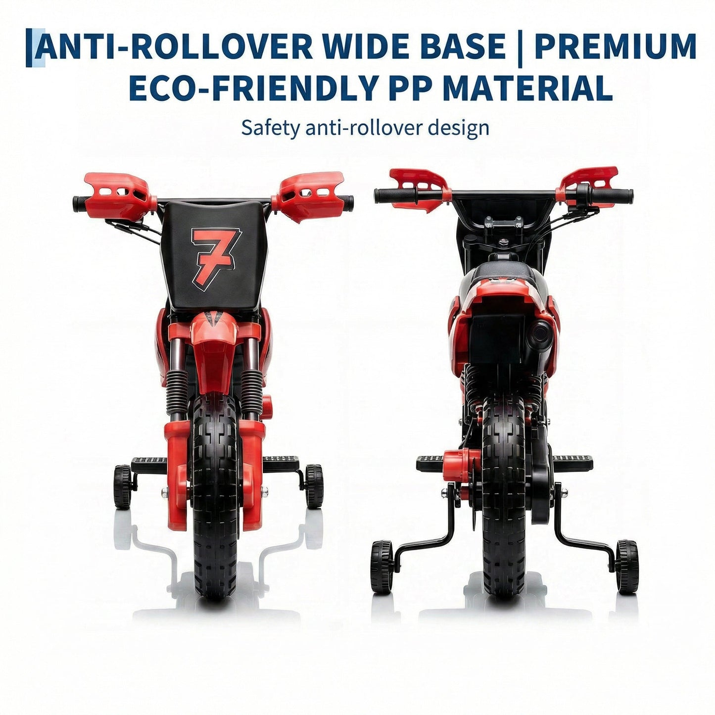 Garvee Safe 6V Electric Ride-On Motorcycle for Kids - Realistic Battery-Powered Toy Bike - Training Wheels, Lights & Sounds - Ideal for Boys & Girls - Red