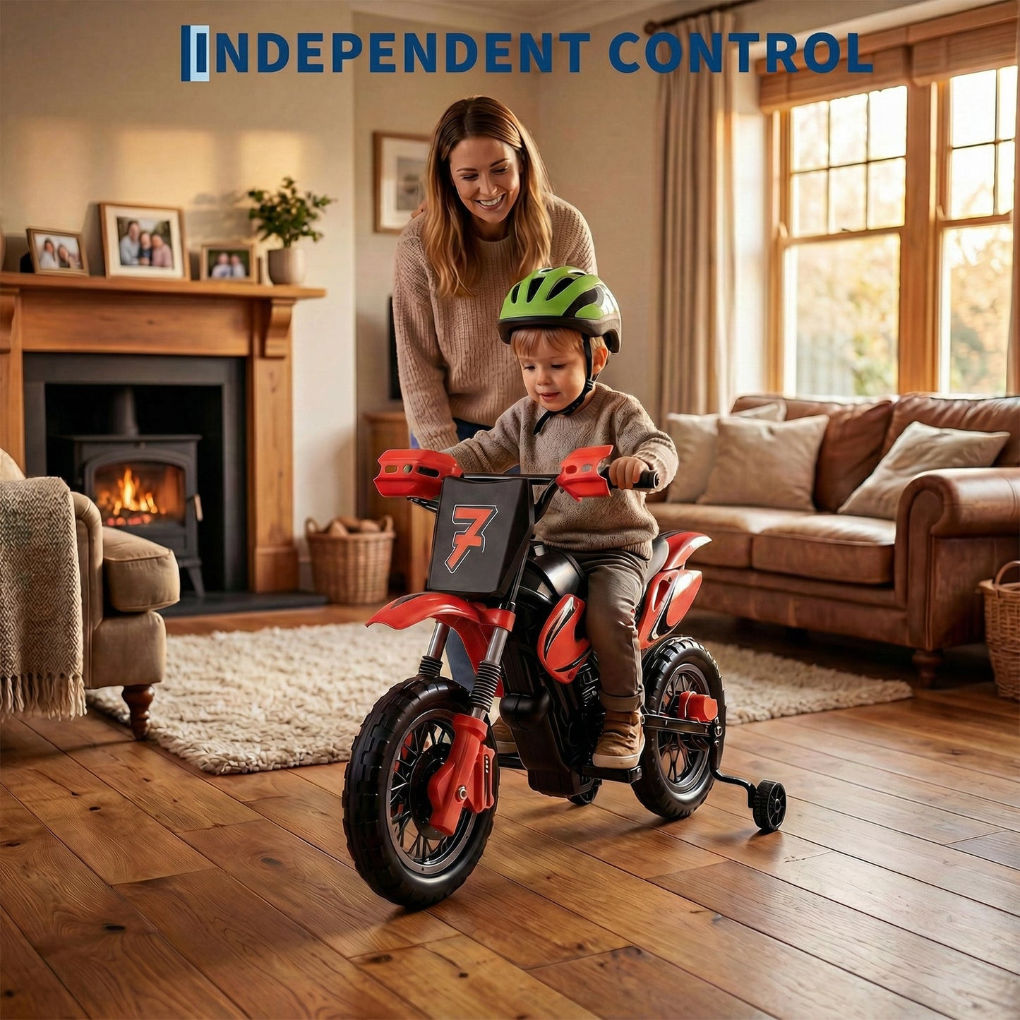 Garvee Safe 6V Electric Ride-On Motorcycle for Kids - Realistic Battery-Powered Toy Bike - Training Wheels, Lights & Sounds - Ideal for Boys & Girls - Red