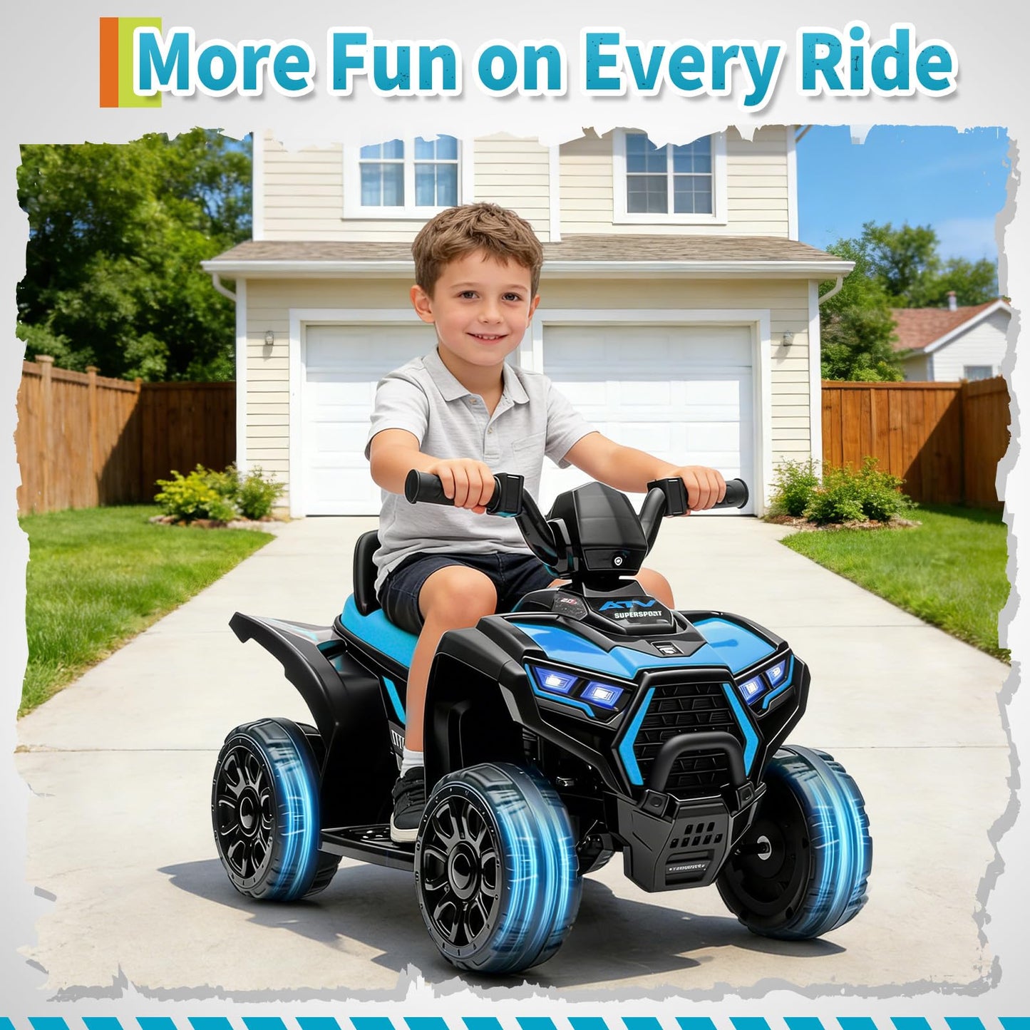 Garvee 6V Battery Powered Kids ATV Car with Lights, Music, 3.5mph Speed, Durable All-Terrain Tires, Safe Ride for Toddlers Ages 3-6, Outdoor Fun