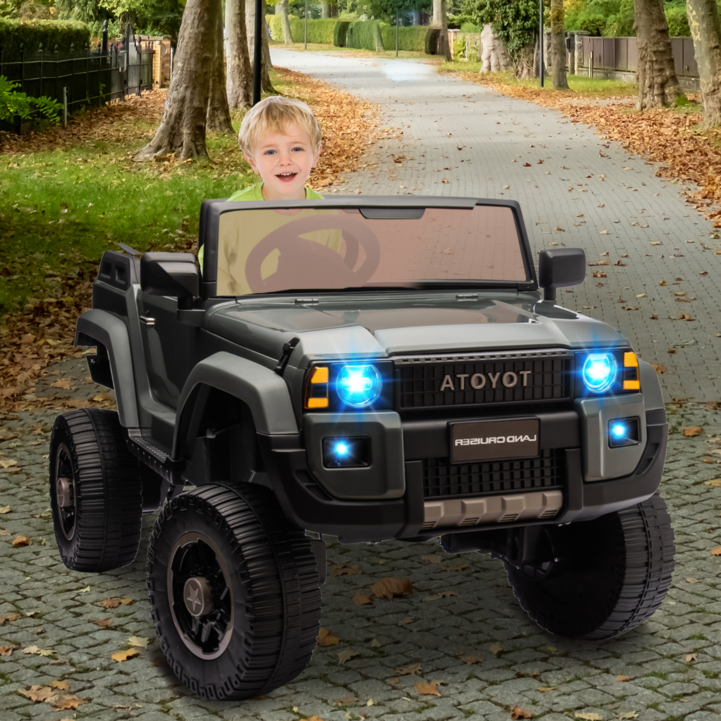 Garvee Ride P Series 24V Kids Electric Ride-On Car w/Parent Remote Control, 4WD/2WD Switch, Bluetooth Music, LED Lights & Shovel – 2-Seater Off-Road Toy for Over 3 Years, ASTM/CPSIA Certified