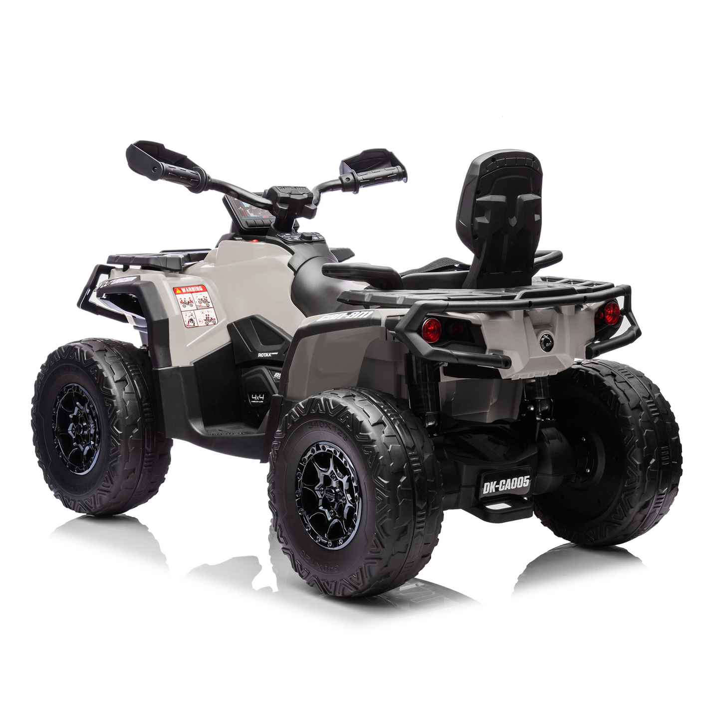 Garvee Ride - P Series: 2 Seater Ride On Car 24V 4WD Electric ATV, Leather Seats, Safety Belt, Bluetooth, Adjustable Speed, Yellow, Outdoor Adventure - Grey