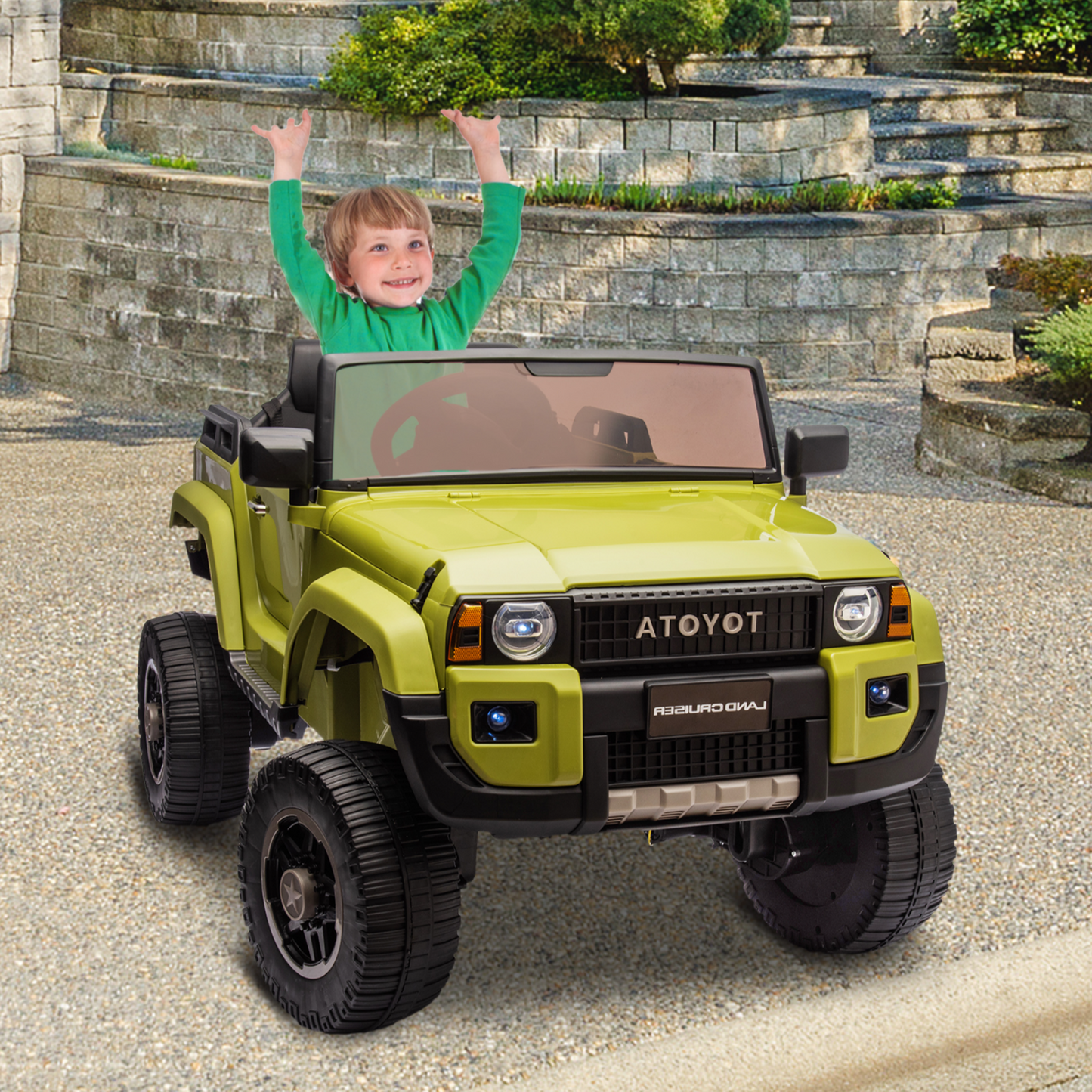 Garvee Ride P Series 24V Kids Electric Ride-On Car w/Parent Remote Control, 4WD/2WD Switch, Bluetooth Music, LED Lights & Shovel – 2-Seater Off-Road Toy for Over 3 Years, ASTM/CPSIA Certified