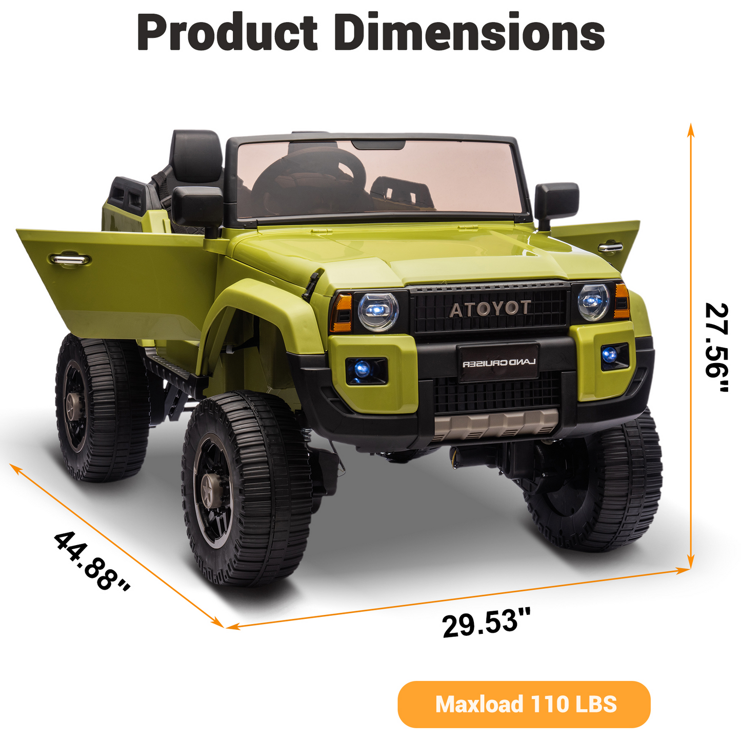 Garvee Ride P Series 24V Kids Electric Ride-On Car w/Parent Remote Control, 4WD/2WD Switch, Bluetooth Music, LED Lights & Shovel – 2-Seater Off-Road Toy for Over 3 Years, ASTM/CPSIA Certified