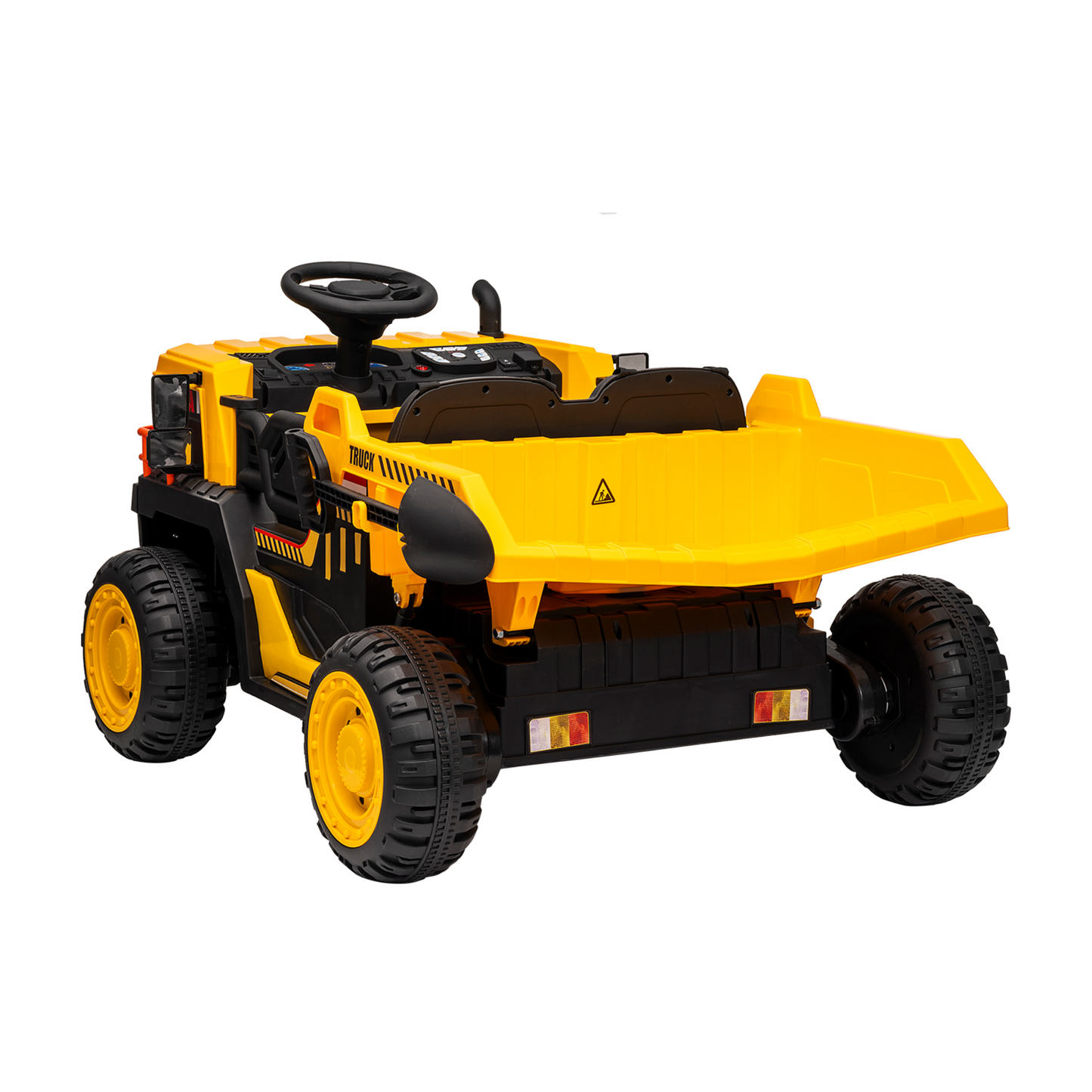 Garvee Ride - P Series: 24V Ride On Dump Truck, 2 Seater Electric Cars for Kids with Remote Control, Dump Bed, Shovel, Music, Led, Wheel Shock Absorption,Ride On Construction Vehicle Four- for Kids 3+,Yellow