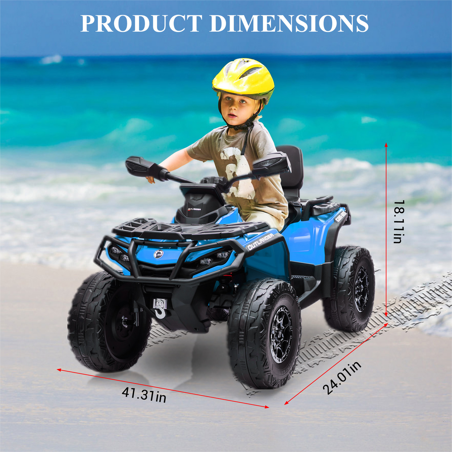 Garvee Ride - P Series: 2 Seater Ride On Car 24V 4WD Electric ATV, Leather Seats, Safety Belt, Bluetooth, Adjustable Speed, Yellow, Outdoor Adventure - Blue