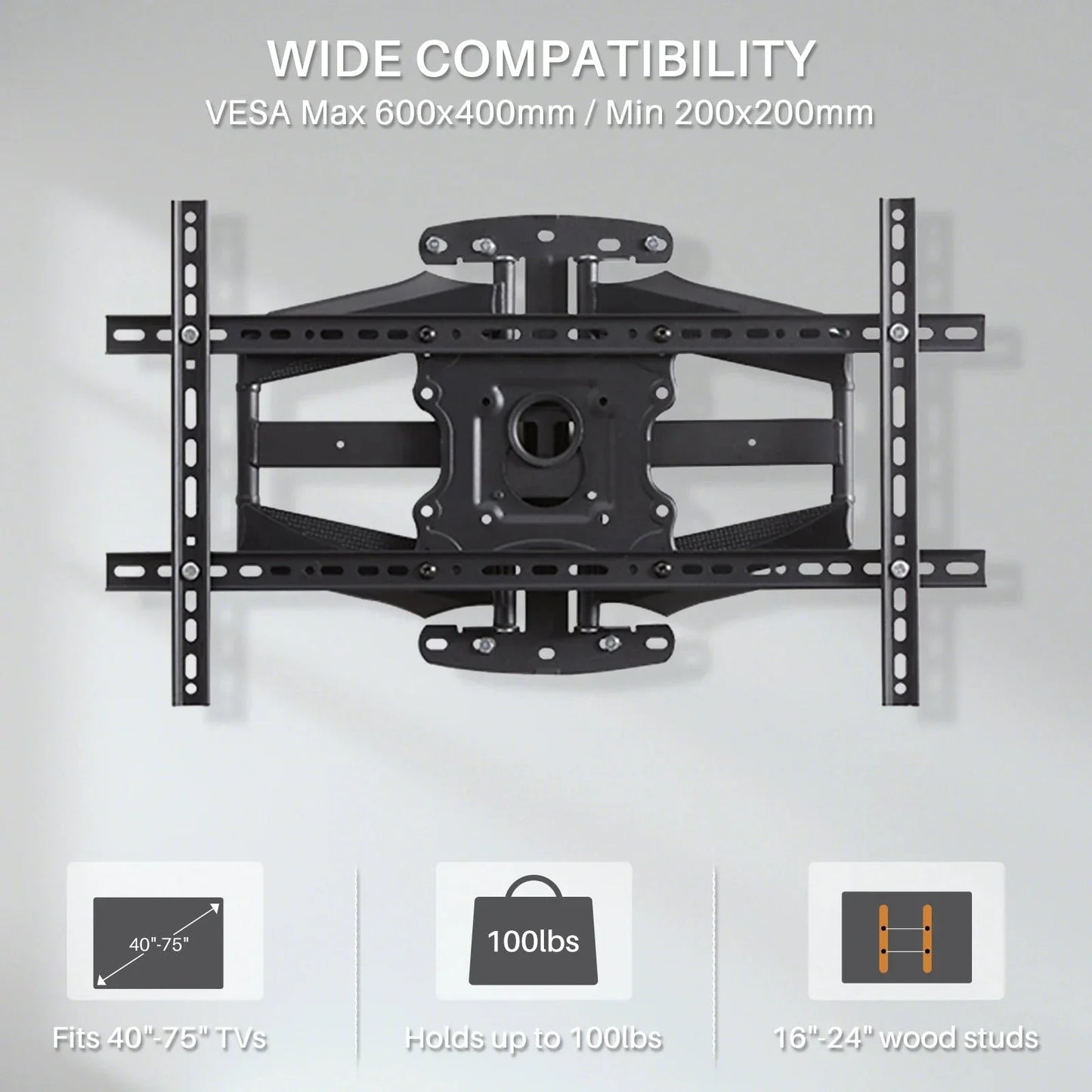 Sylvox S100MCMA0 Outdoor TV Full Motion Wall Mount for 32 to 75 Inch TVs